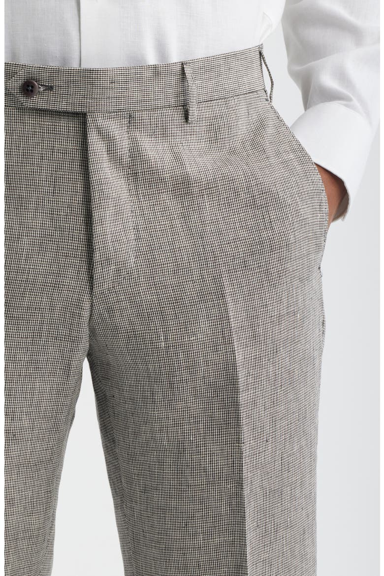 Parker Mini Check Linen Pants, Alternate, color, ESPRESSO