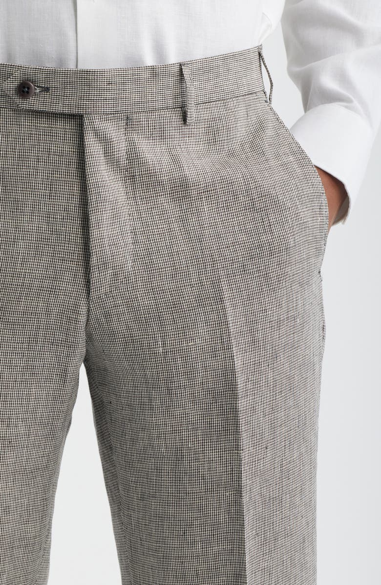 Zanella Parker Mini Check Linen Pants, Alternate, color, Espresso