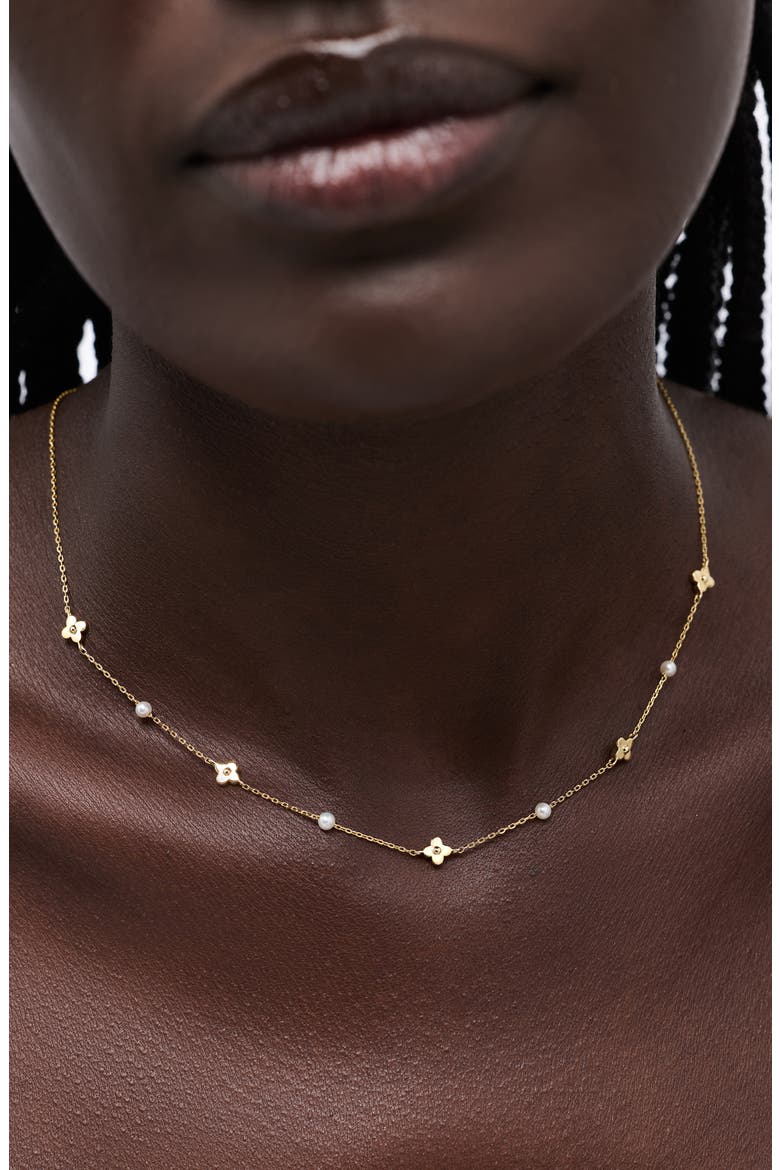 Hannah Freshwater Pearl Station Necklace, Alternate, color, GOLD / WHITE