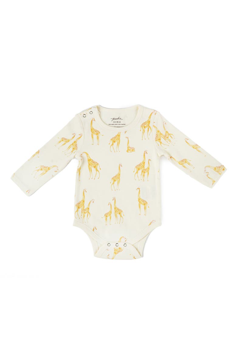 Pehr Follow Me Giraffe Organic Cotton Bodysuit, Main, color,