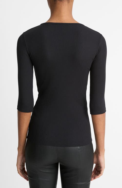 Vince Elbow-sleeve Crewneck Tee In Black