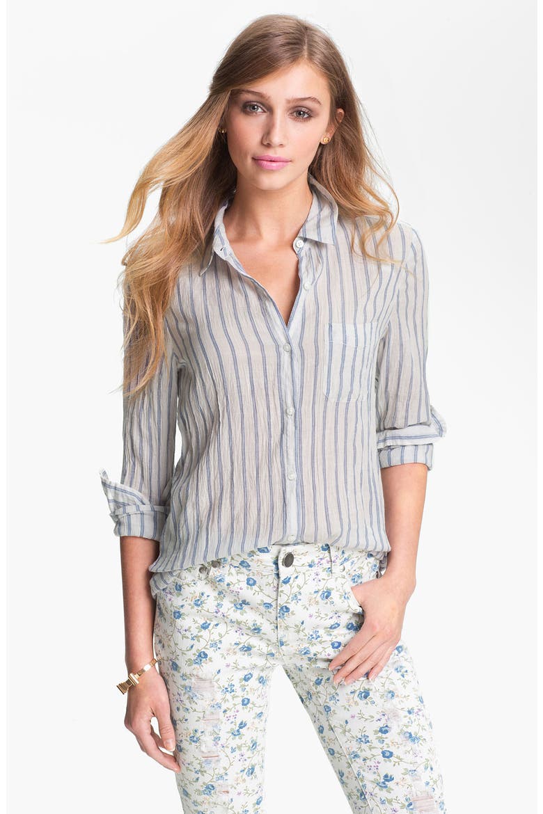 Button Up Shirt, Main, color, SPRINGTIME STRIPE GREY- MICRO