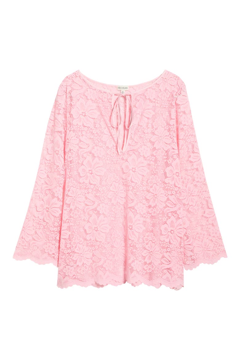 Embroidered Flower Long Sleeve Chemise, Alternate, color, PETAL PINK