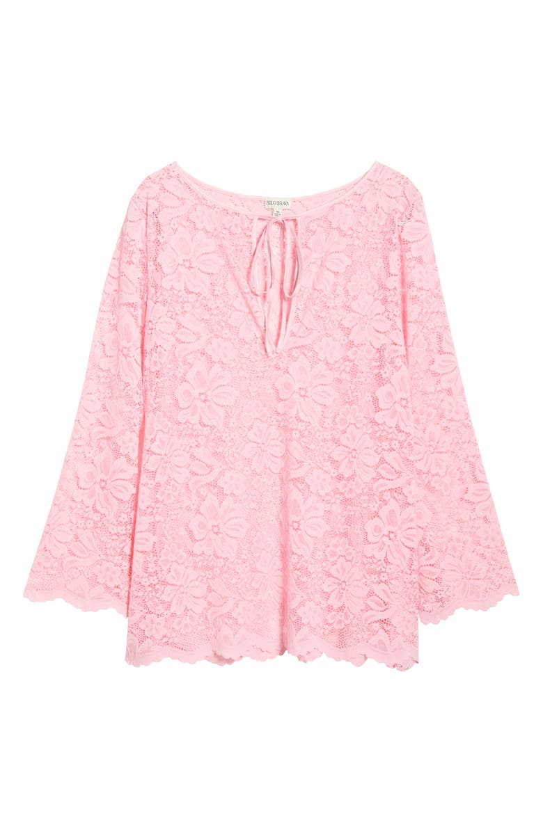 KILO BRAVA Embroidered Flower Long Sleeve Chemise, Alternate, color, Petal Pink