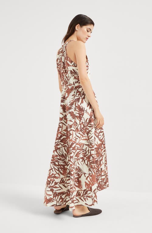 Brunello Cucinelli Multicolor Sleeveless Long Dress With All-over Herbarium Print In Cotton Woman In Red