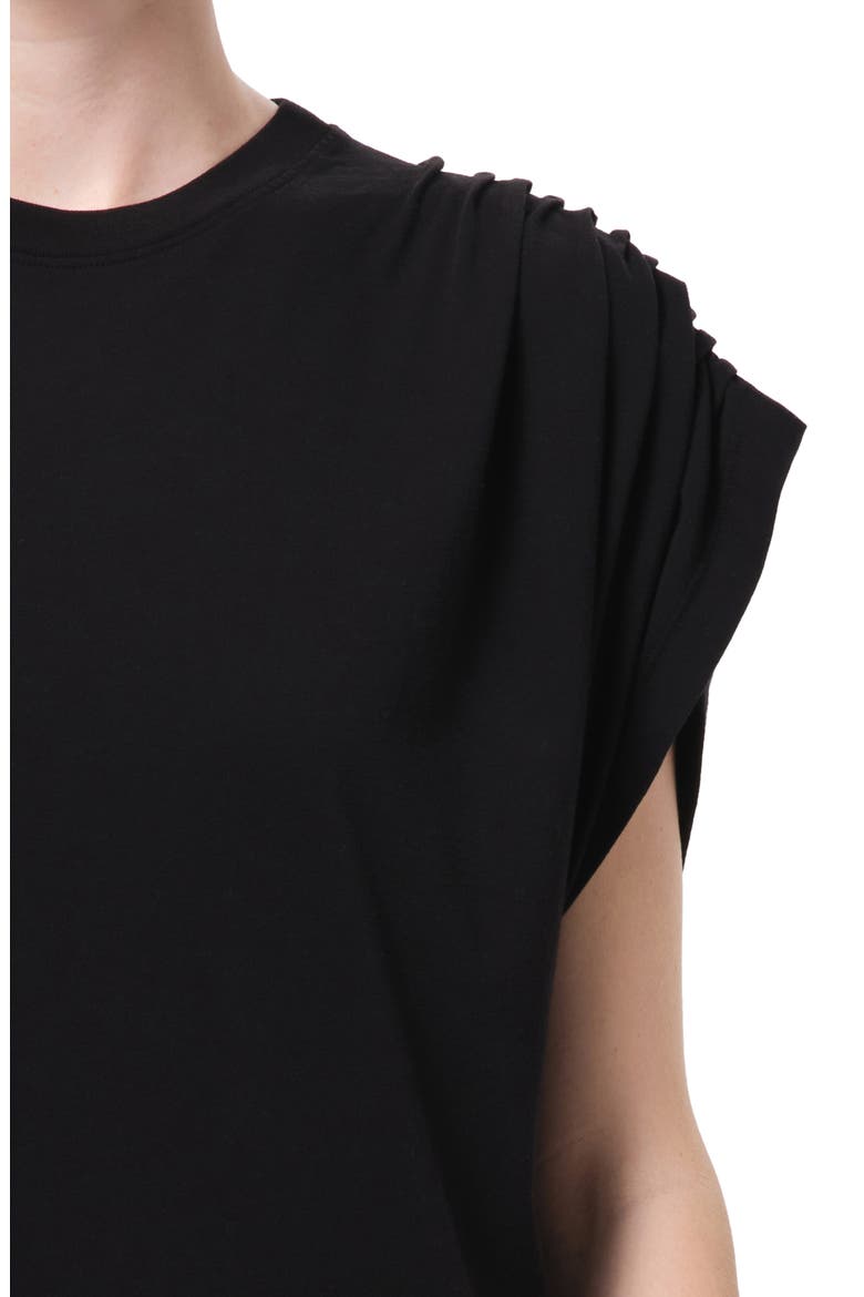 Roma Asymmetric Sleeve Organic Cotton Dress, Alternate, color, BLACK