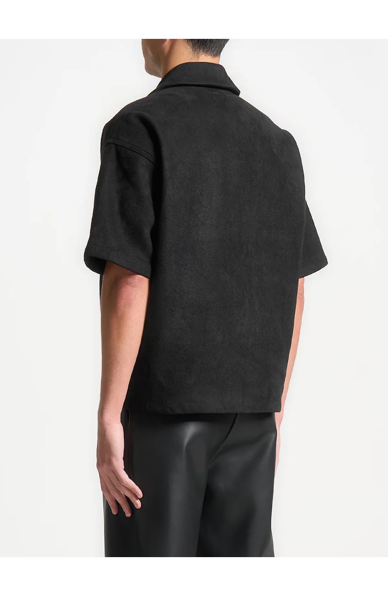 Manière De Voir Luc Boxy Suede Shirt, Alternate, color, Black