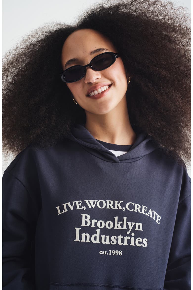 Logo Print Hoodie, Alternate, color, BLUEBERRY