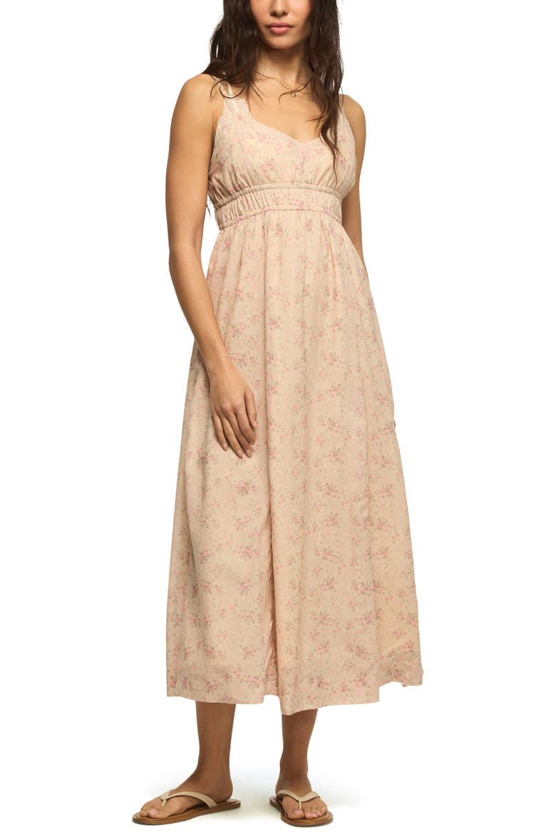 Empire Waist Midi Dress, Main, color, CREAM MULTI