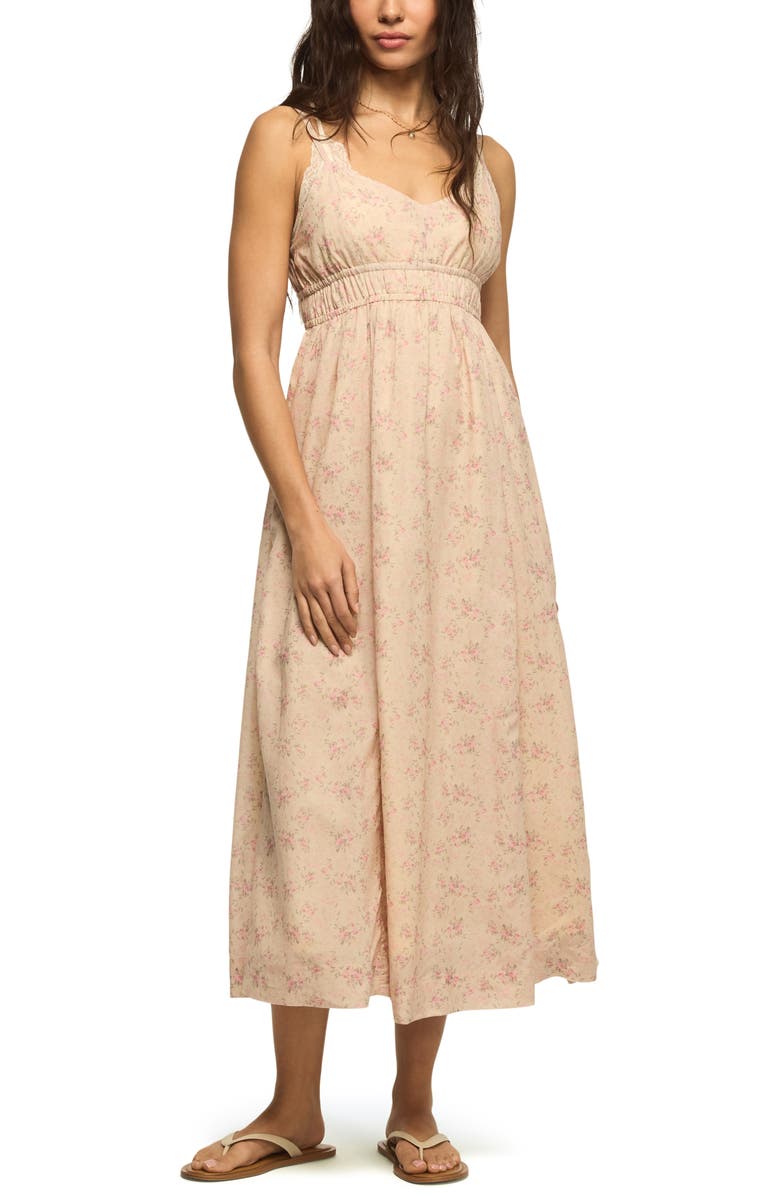 Lucky Brand Empire Waist Midi Dress, Main, color, Cream Multi