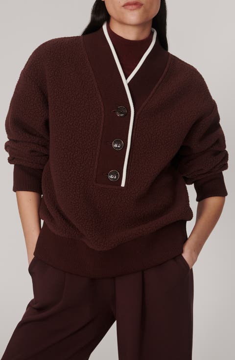 Brenna Button Neck Fleece Sweatshirt
