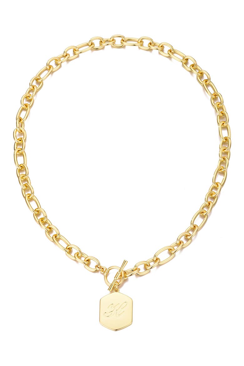 Monogram Initial Pendant Necklace, Main, color, GOLD-H