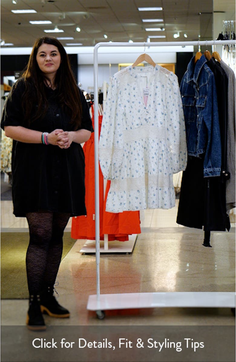 Lace Trim Long Sleeve Cotton Minidress, sales video thumbnail