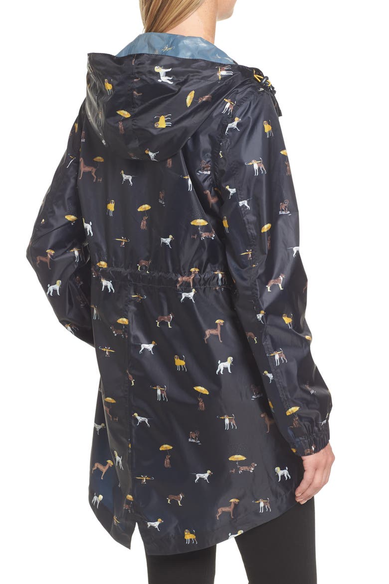 Right as Rain Packable Print Hooded Raincoat, Alternate, color, NAVY RAINING DOGS