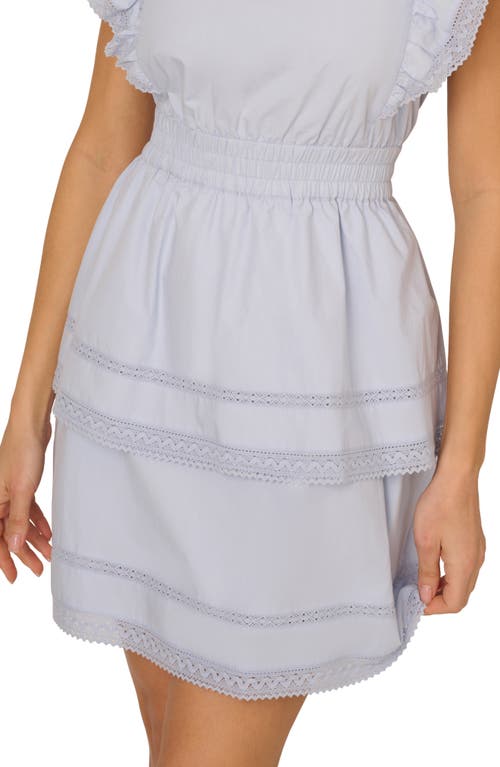 Adrianna Papell Flutter Sleeve Cotton Minidress In Chambray Blue