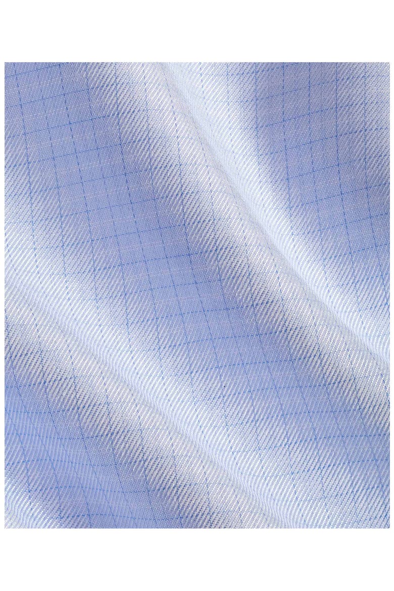 Trim Fit Check Cotton & Silk Twill Dress Shirt, Alternate, color, SKY