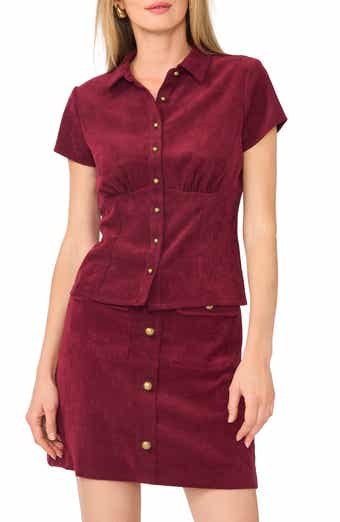 Corduroy Short Sleeve Button Front Shirt