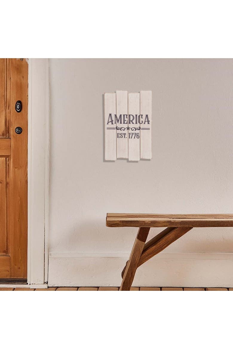 Wood White Patriotic America Slat Decor, Alternate, color, White