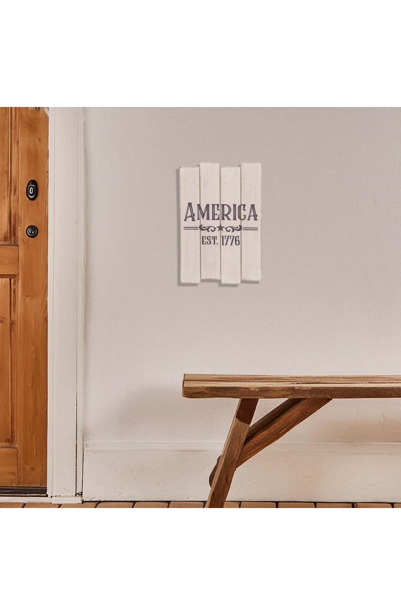 Transpac Wood White Patriotic America Slat Decor, Alternate, color, White