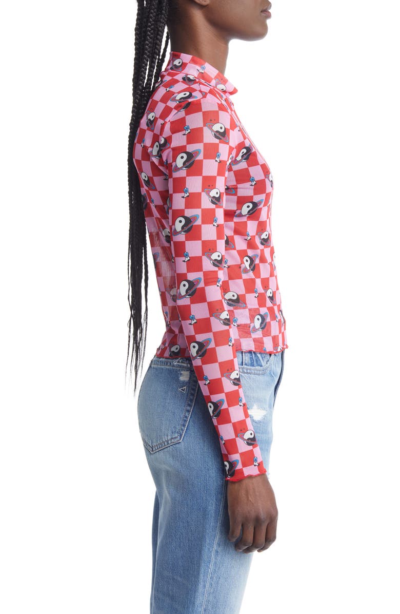 Dressed in Lala Mock Neck Mesh Top, Alternate, color, Cosmic Cowgirl