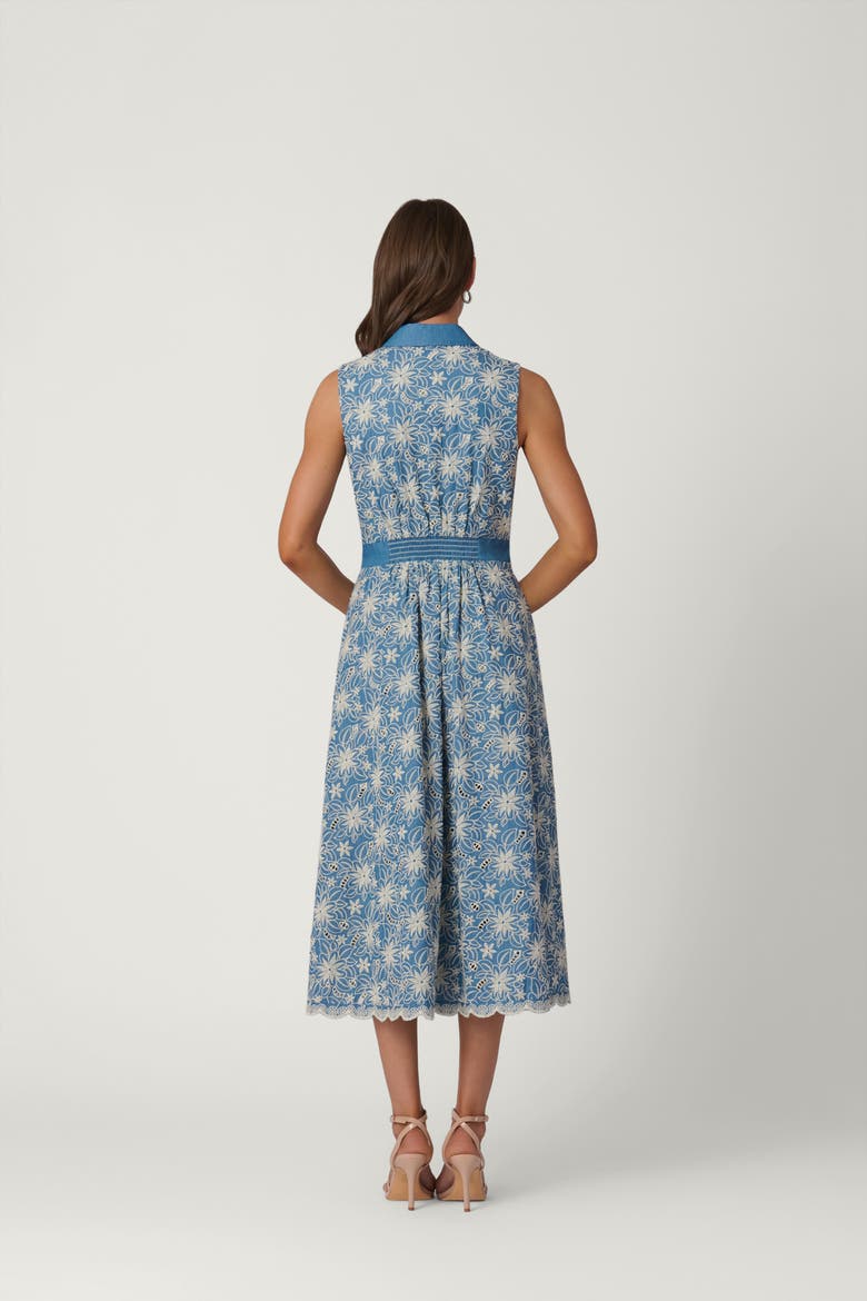 Embroidered Kendra Dress, Alternate, color, Chambray/Ivory