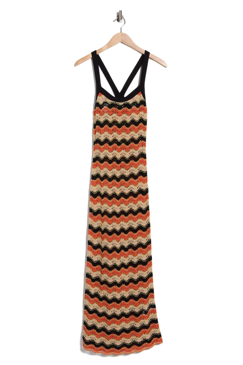 Arcadia Open Stitch Dress, Alternate, color, BLACK/ BRUNT OCHRE/ MULTI