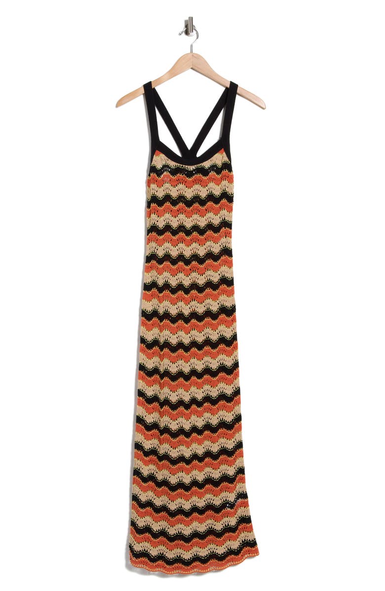 Diane von Furstenberg Arcadia Open Stitch Dress, Alternate, color, Black/ Brunt Ochre/ Multi