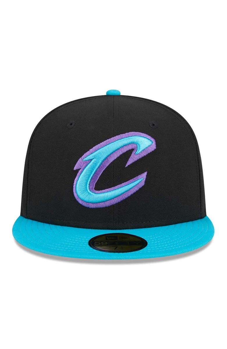 New Era Men's New Era Black/Turquoise Cleveland Cavaliers Arcade Scheme 59FIFTY Fitted Hat, Alternate, color, 