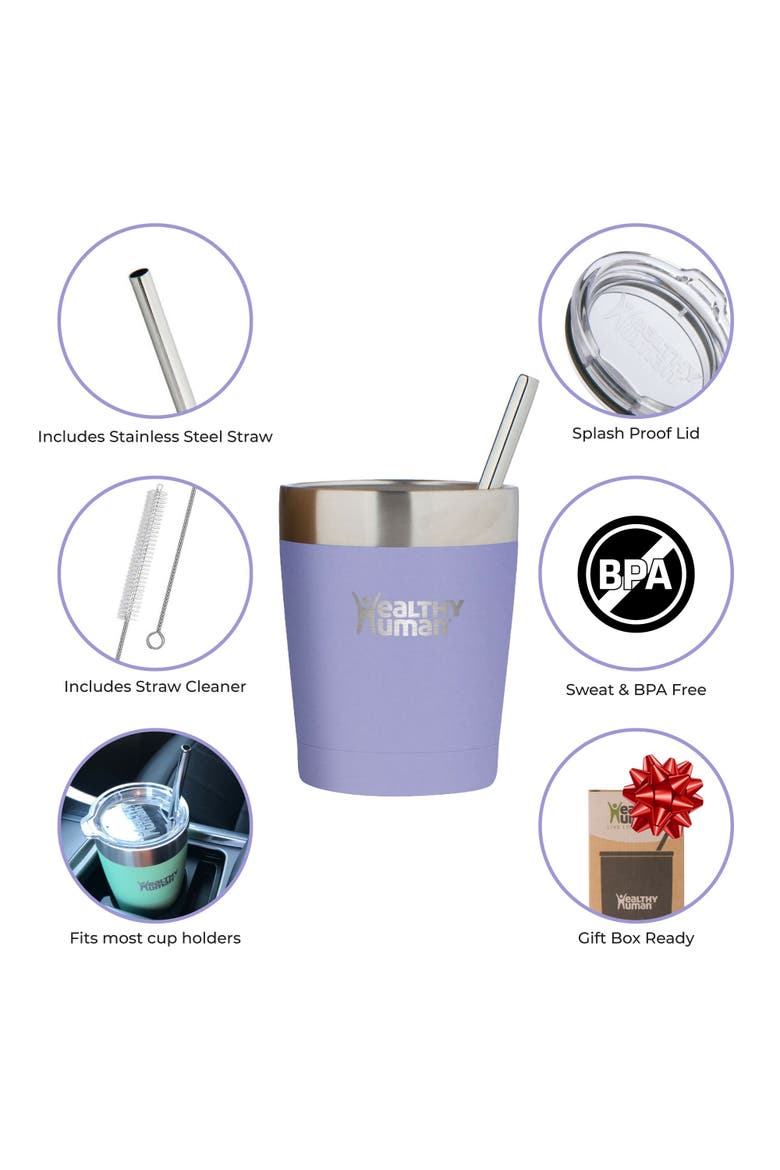 Stainless Steel Tumbler with Straw, 12 oz Lilac, Alternate, color, Purple