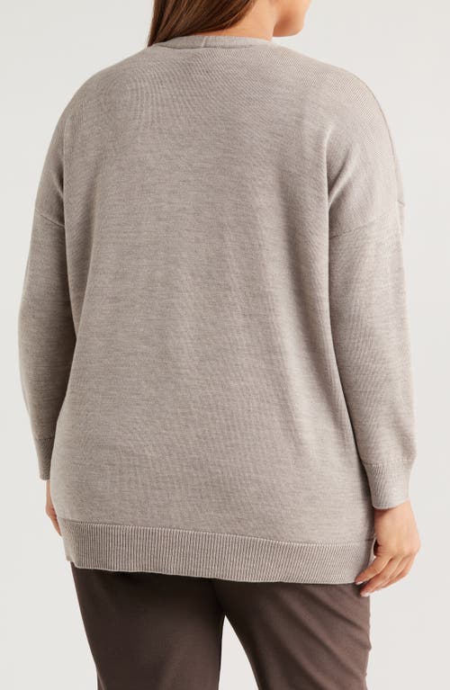 Eileen Fisher V-neck Wool Cardigan In Gray