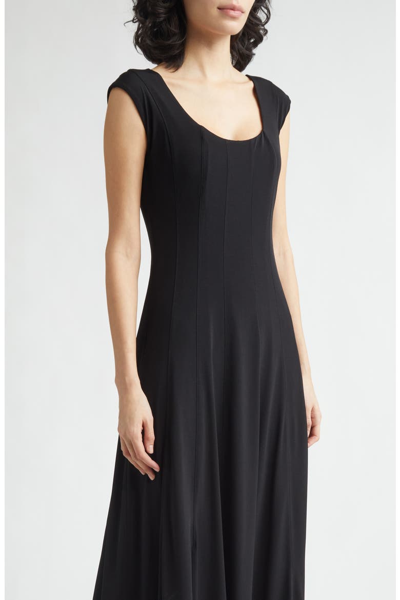 Flared Midi Dress, Alternate, color, BLACK