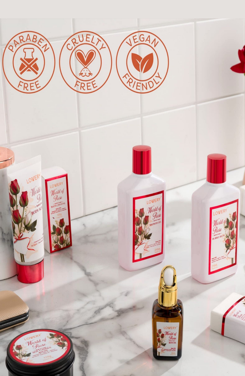 Lovery Valentines Red Rose 35pc Stress Relief Skincare Kit, Alternate, color, Red Rose