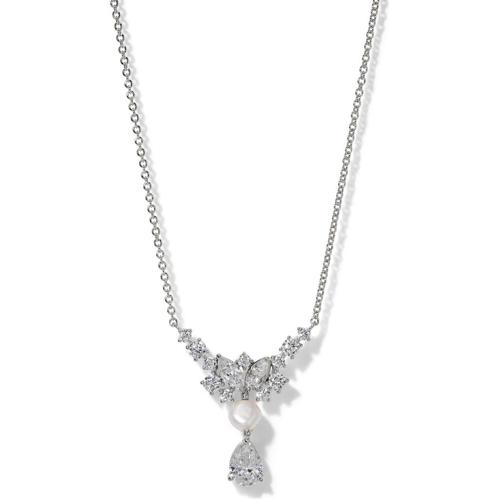 NADRI NADRI RAVISH CUBIC ZIRCONIA & GENUINE PEARL FRONTAL NECKLACE