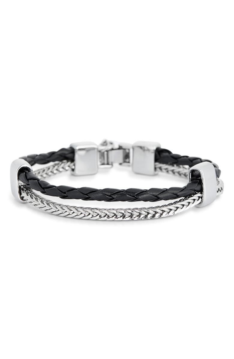 Steve Madden Braided Rope Chain Bracelet, Alternate, color, Black