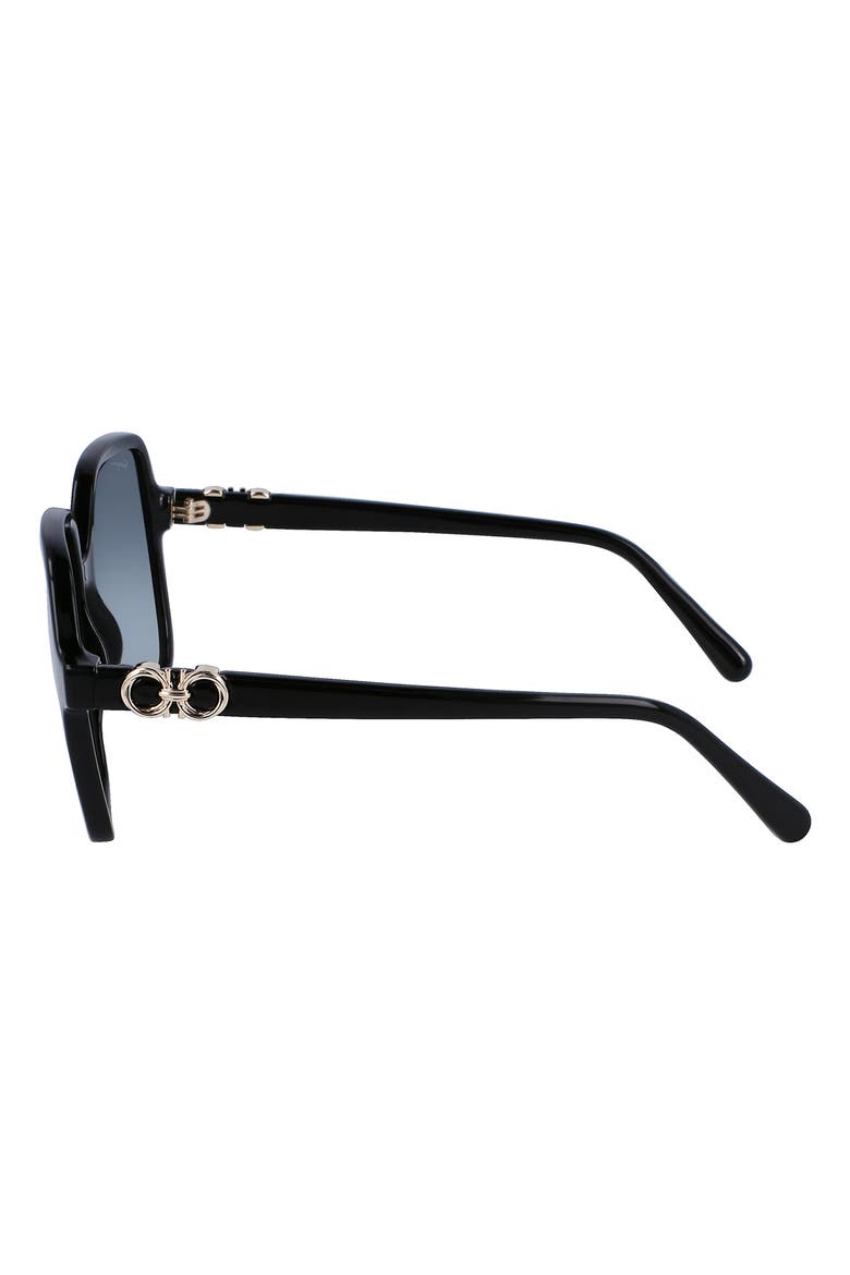 57mm Gradient Rectangular Sunglasses, Alternate, color, BLACK
