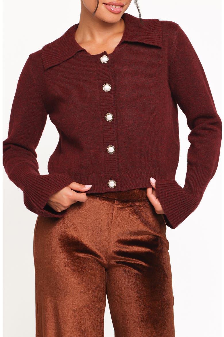 Trumpet Sleeve Cardigan, Main, color, CABERNET