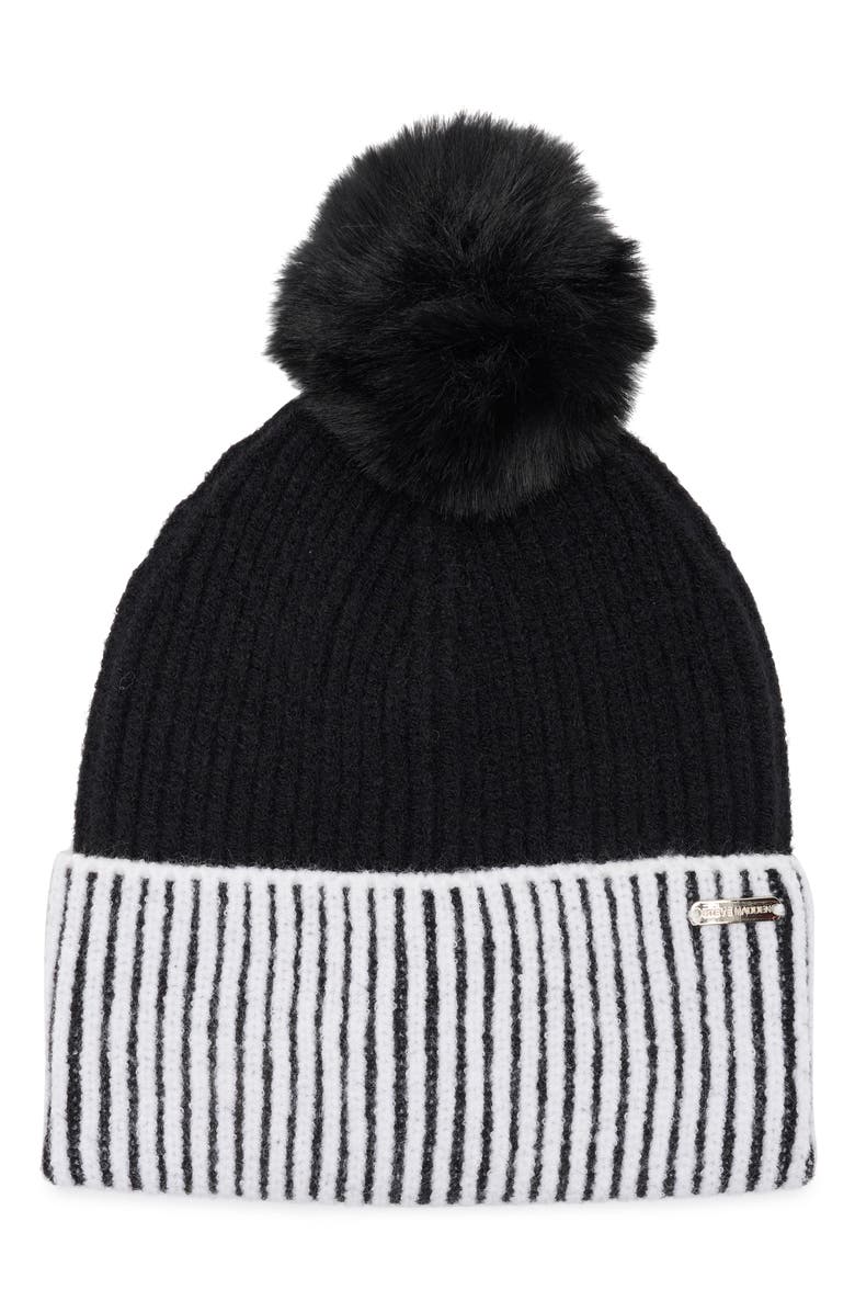 Steve Madden Doubletime Colorblock Pom Pom Beanie  display picture 2