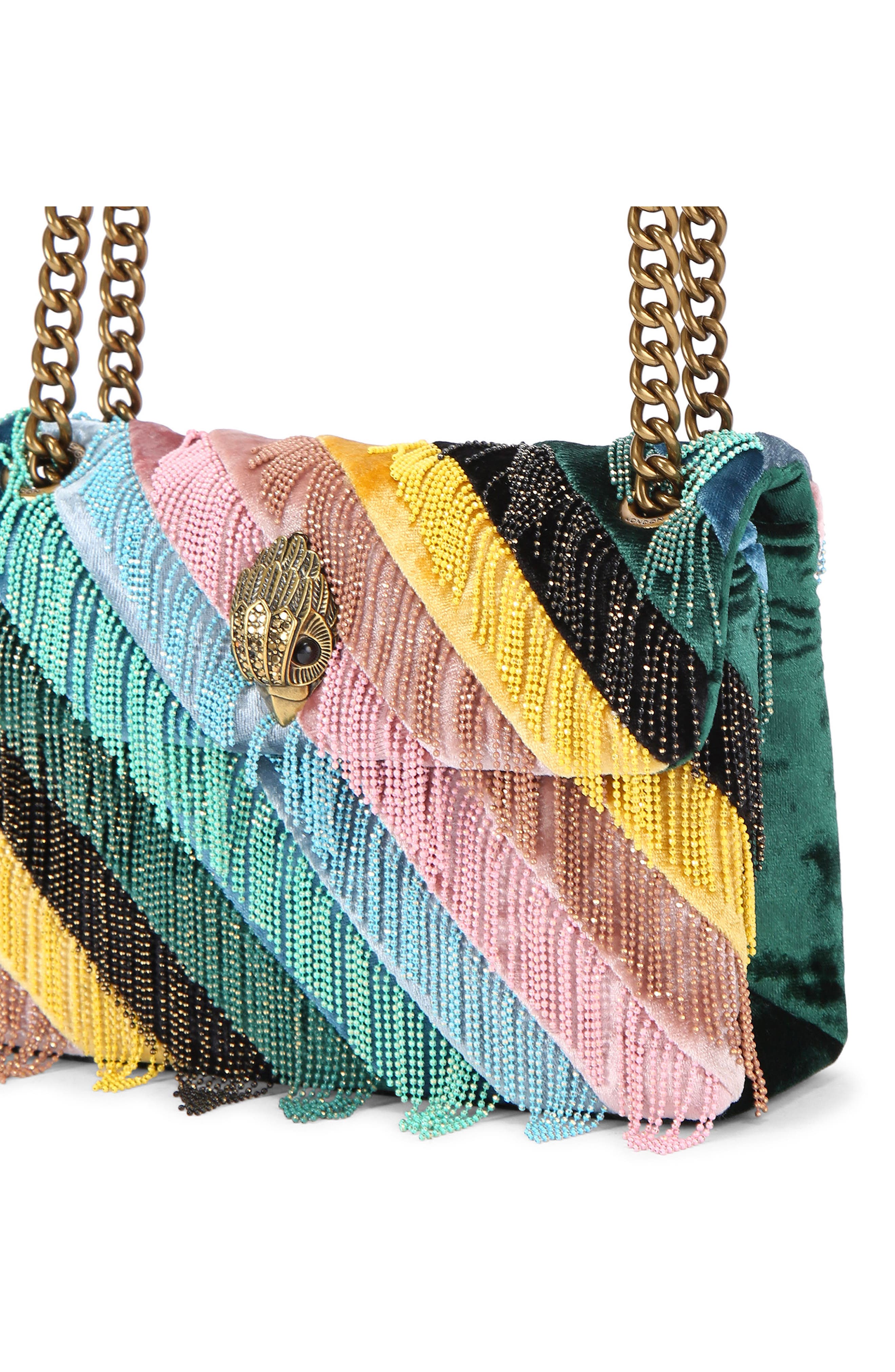 Kurt Geiger London Mini Kensington Fringe Convertible Crossbody Bag, Alternate, color, Green Multi