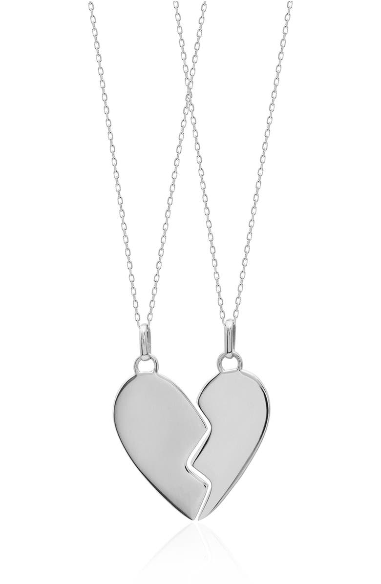 GABI RIELLE BFF Set of Two Heart Necklaces, Main, color, Silver