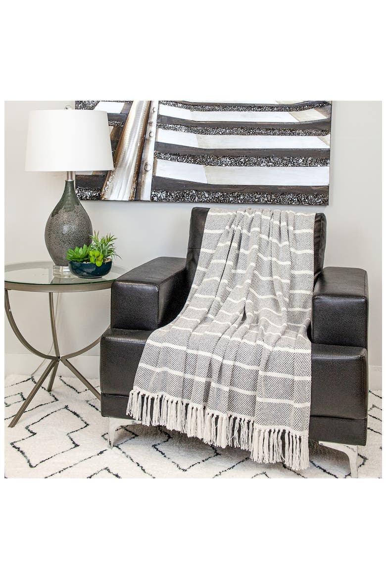 Mio Stripe Handloomed Throw Blanket, Alternate, color, GRAY