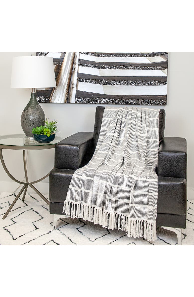 PARKLAND COLLECTION Mio Stripe Handloomed Throw Blanket, Alternate, color, Gray