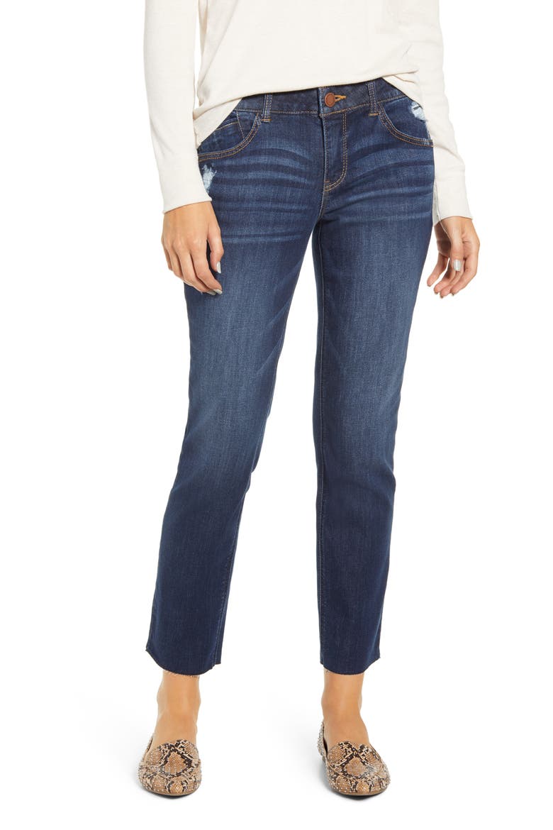 Ab-Solution Raw Hem Girlfriend Jeans (Nordstrom Exclusive), Main, color, BLUE