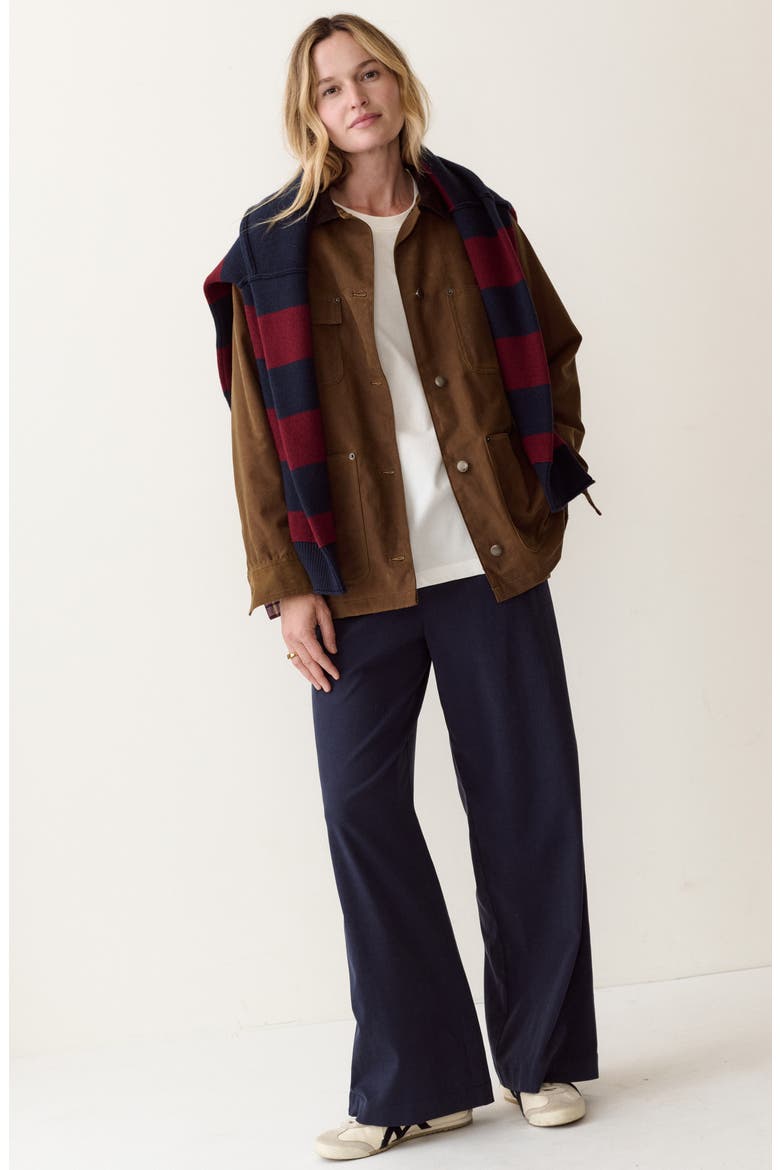 Allison Pull-On Wide Leg Side Stripe Pants, Alternate, color, NAVY