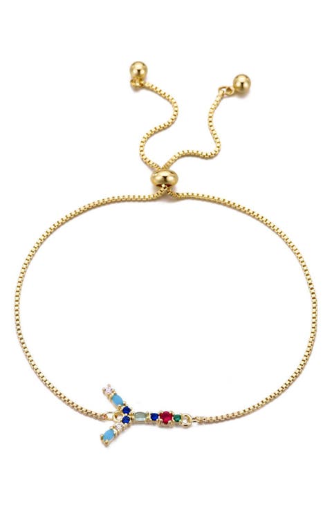 Mixed Crystal Initial Chain Bracelet