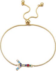 Adornia Mixed Crystal Initial Chain Bracelet