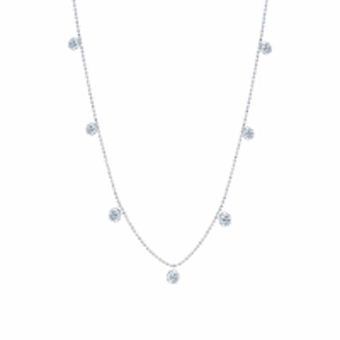Small Floating Diamond Necklace in White