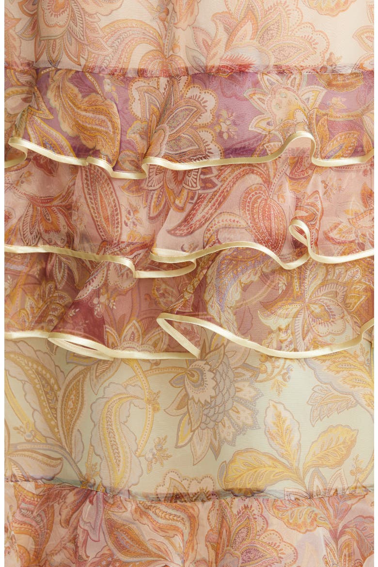 Lucky Paisley Tiered Ruffle Silk Skirt, Alternate, color, SPLICED JACOBEAN