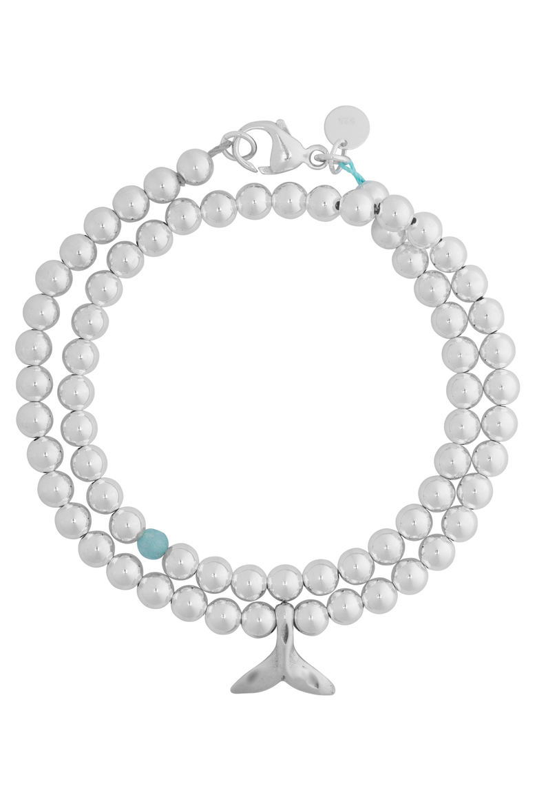 Women's Sterling Silver "Whale Tail" Double-Wrap Bracelet, Main, color, Silver