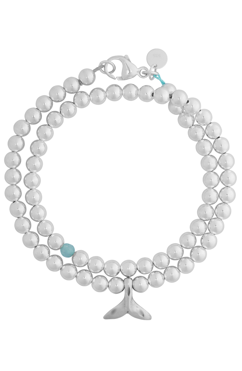 Emma Rae Whale Sterling Silver Wrap Bracelet, Main, color, Silver