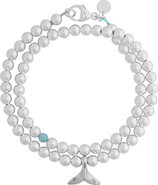 Emma Rae Women's Sterling Silver "Whale Tail" Double-Wrap Bracelet
